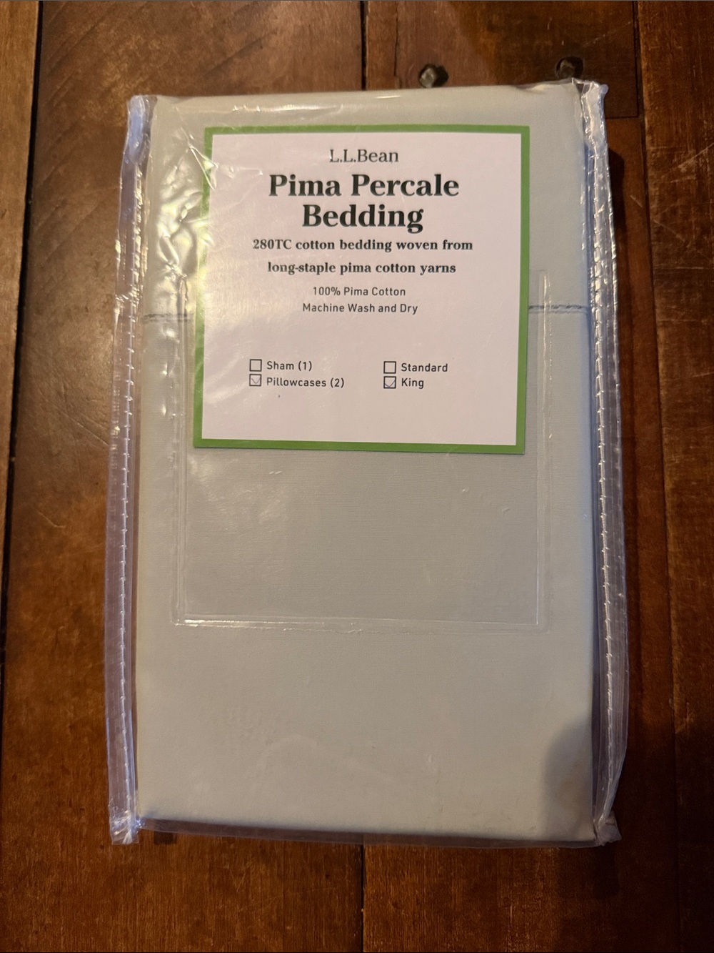 L.L. Bean Pima Percale Bedding - Pastel Mint King Pillowcase